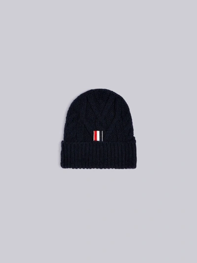 Shop Thom Browne Aran Cable Hat In Blue