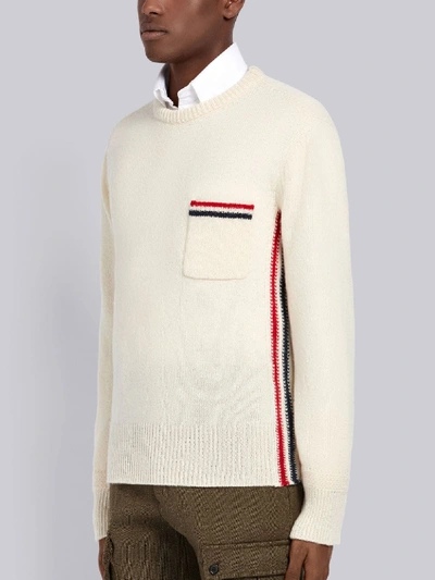 Shop Thom Browne Relaxed Rwb Intarsia Stripe Pullover In White