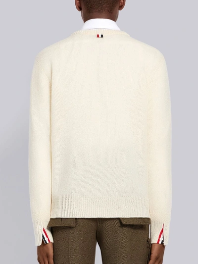 Shop Thom Browne Relaxed Rwb Intarsia Stripe Pullover In White