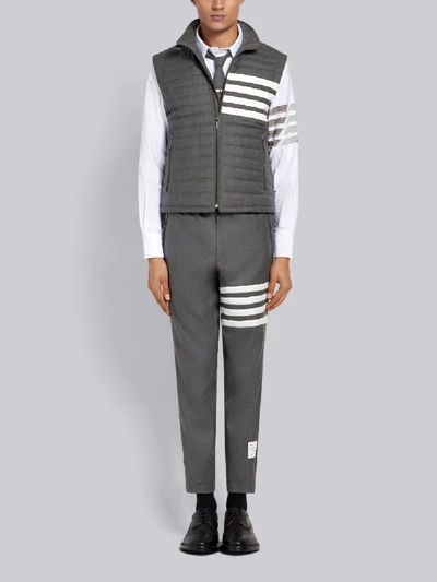 Shop Thom Browne 4-bar Down Quilted Vest In Grey