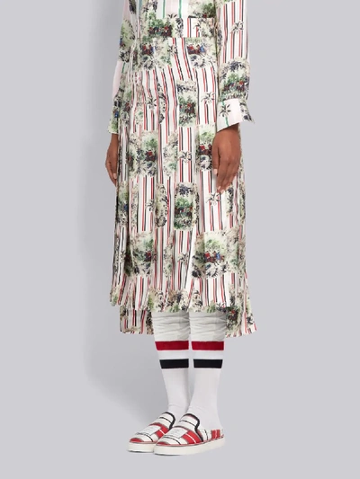 Shop Thom Browne Tricolor Hunting Print Pleated Skirt In White