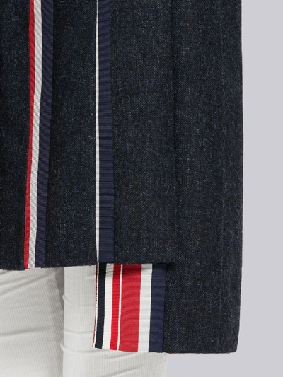 Shop Thom Browne Navy Frayed Duck Pleated Skirt In Blue