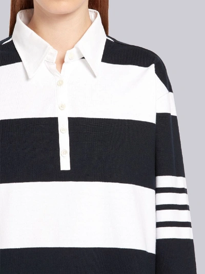 Shop Thom Browne 4-bar Striped Rugby Polo In Blue