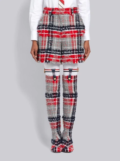 Shop Thom Browne Oversized Tweed High Waist Shorts In Red