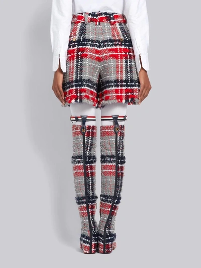 Shop Thom Browne Oversized Tweed High Waist Shorts In Red