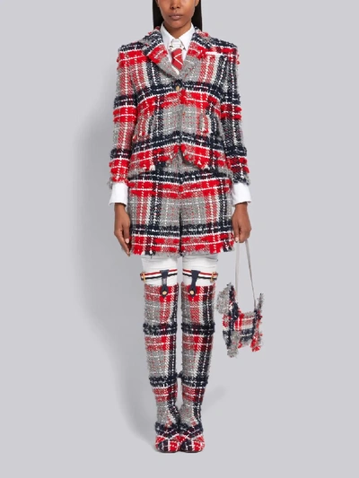 Shop Thom Browne Oversized Tweed High Waist Shorts In Red