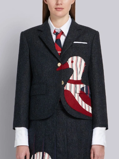 Shop Thom Browne Navy Frayed Duck Classic Sport Coat In Blue