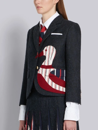 Shop Thom Browne Navy Frayed Duck Classic Sport Coat In Blue