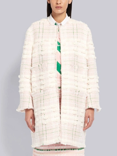 Shop Thom Browne Bow Embroidery Cardigan Sack Over Coat In Pink