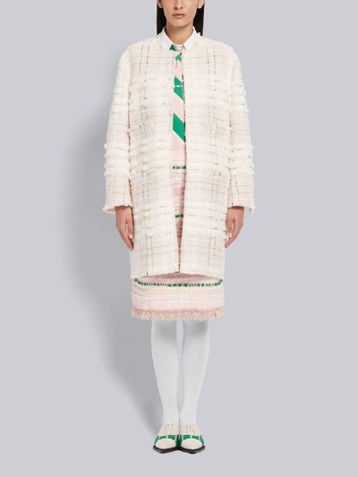 Shop Thom Browne Bow Embroidery Cardigan Sack Over Coat In Pink