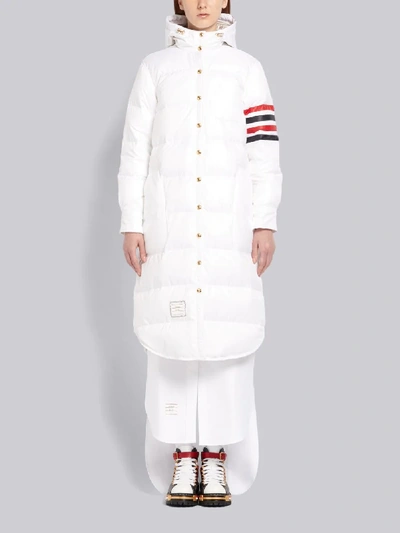 Shop Thom Browne 4-bar-stripe Hooded Parka In White