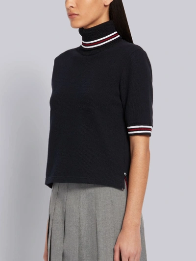 Shop Thom Browne Cricket Stripe Navy Turtleneck In Blue