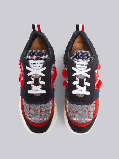 Shop Thom Browne Tweed Raised Sneakers In Red