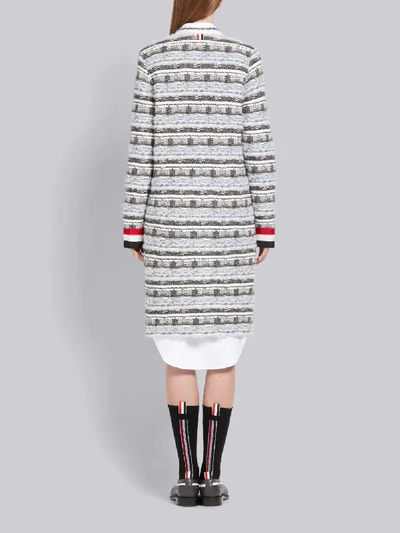 Shop Thom Browne Check Tweed Yarn Long Jacket In Grey