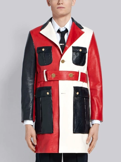 Shop Thom Browne Norfolk Fun-mix Buffalo Overcoat In Red