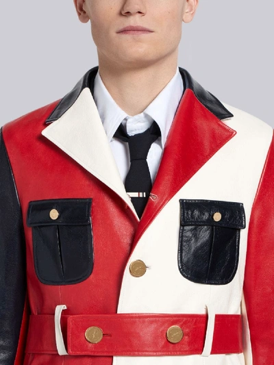 Shop Thom Browne Norfolk Fun-mix Buffalo Overcoat In Red