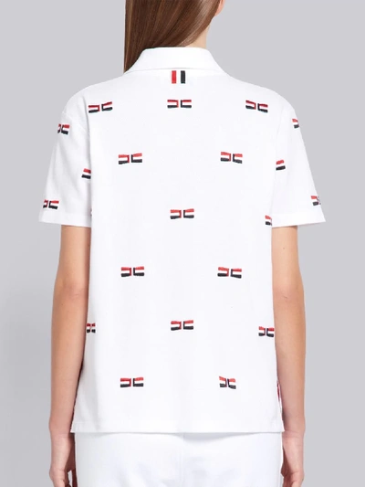 Shop Thom Browne Bow Embroidery Relaxed Polo In White