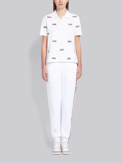 Shop Thom Browne Bow Embroidery Relaxed Polo In White