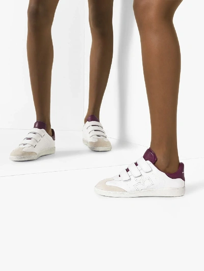 Shop Isabel Marant White Beth Low Top Leather Sneakers