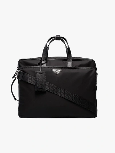 Shop Prada Black Logo Nylon Laptop Bag