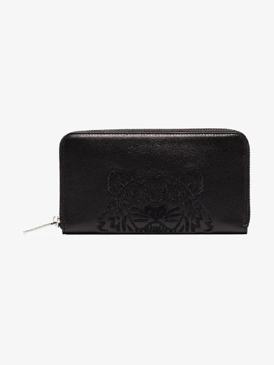 Shop Kenzo Black Tiger Leather Wallet