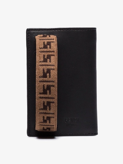 Shop Fendi Black  Mania Logo Strap Card Holder In Brown