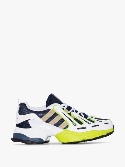 Shop Adidas Originals Adidas White, Green And Blue Eqt Gazelle Leather Sneakers