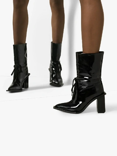 Shop Marques' Almeida Marques'almeida Black 80 Patent Leather Ankle Boots