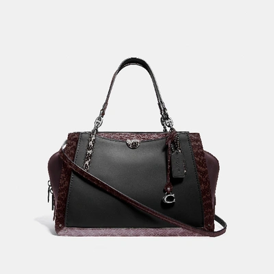 Shop Coach Dreamer 36 In Colorblock With Snakeskin Detail In Black Multi/pewter