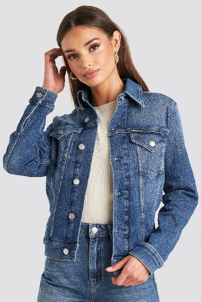 Shop Calvin Klein Foundation Trucker Jacket Blue In Bright Blue