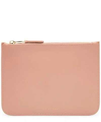 Shop The Uniform Leather Zip Pouch In Pink