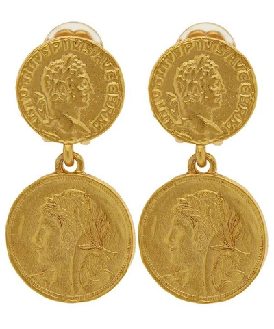 Shop Oscar De La Renta Gold-tone Tiered Coin Clip-on Drop Earrings