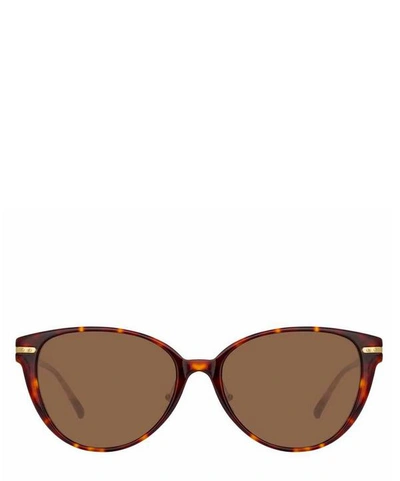 Shop Linda Farrow Linear Arch Cat-eye Sunglasses In Tortoiseshell