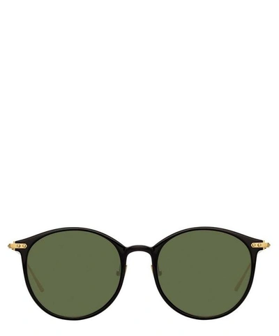 Shop Linda Farrow Linear Gray Oval Sunglasses In Black
