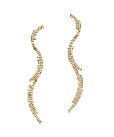 Shop Astley Clarke Gold Icon Scala Large Diamond Drop Earrings