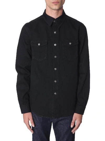Shop Givenchy Shirt With Embroidered Logo In Nero