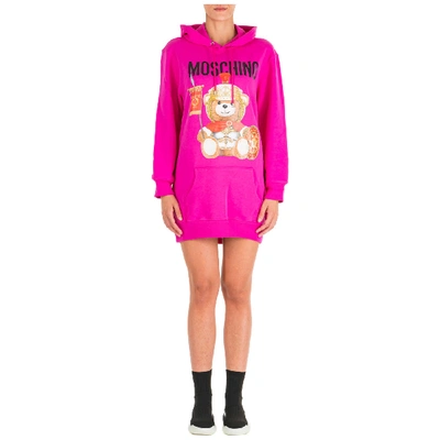 Shop Moschino Roman Teddy Bear Mini Dress In Fucsia