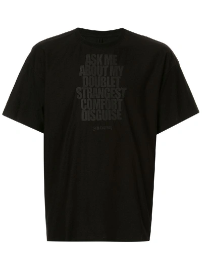Shop Doublet Slogan Print T-shirt - Black