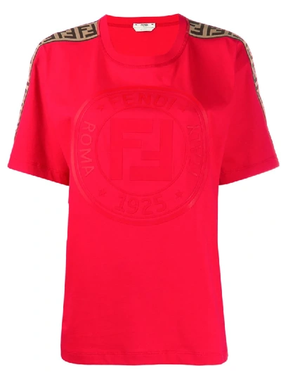 Shop Fendi Monogram Print T-shirt In Red