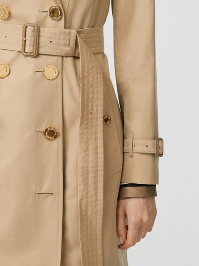 Shop Burberry Button Detail Cotton Gabard In Honey