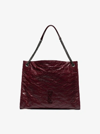 Shop Saint Laurent Womens Red Burgundy Niki Shopper Tote Bag