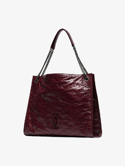 Shop Saint Laurent Womens Red Burgundy Niki Shopper Tote Bag