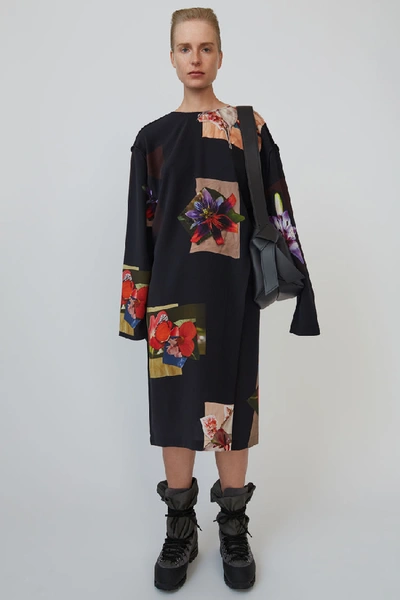 Shop Acne Studios Flower-print Dress Black
