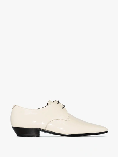 Shop Saint Laurent White Jonas Patent Brogues