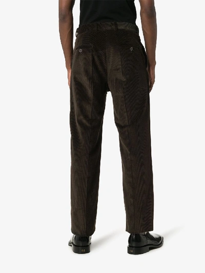 Shop Y/project Slashed Straight-leg Corduroy Trousers In Green