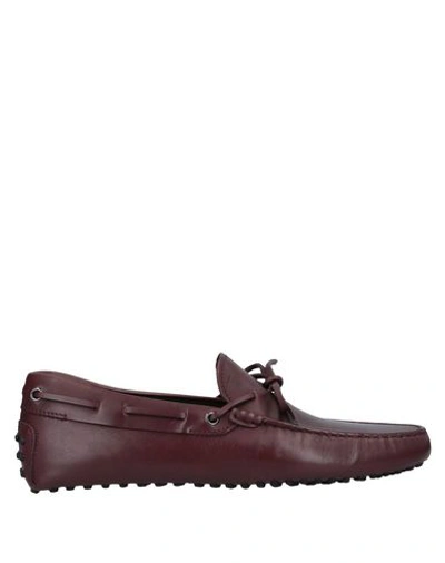 Shop Tod's Man Loafers Burgundy Size 9 Leather In Red