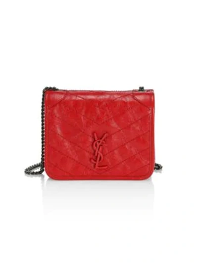 Shop Saint Laurent Women's Niki Leather Crossbody Bag In Rouge Eros