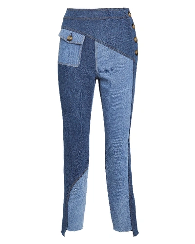 Shop Rejina Pyo Lucie Paneled Straight-leg Jeans In Blue-lt