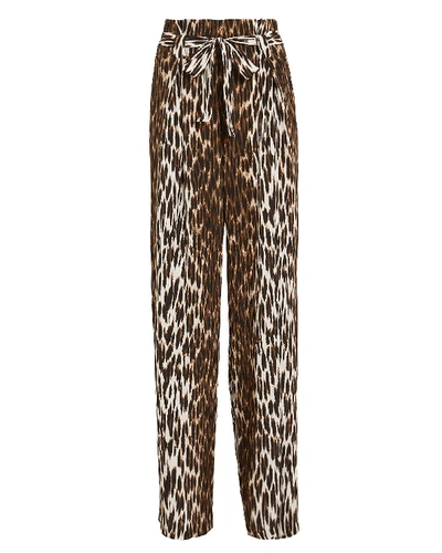 Shop L Agence L'agence Bobby Leopard Silk Paperbag Pants In Multi