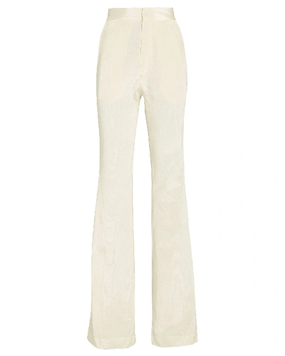 Shop Sablyn Erin Moiré Flared Trousers In Ivory
